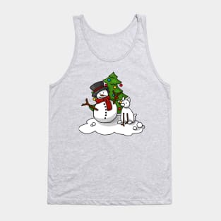 Snowman and his friend, the snow dog Tank Top